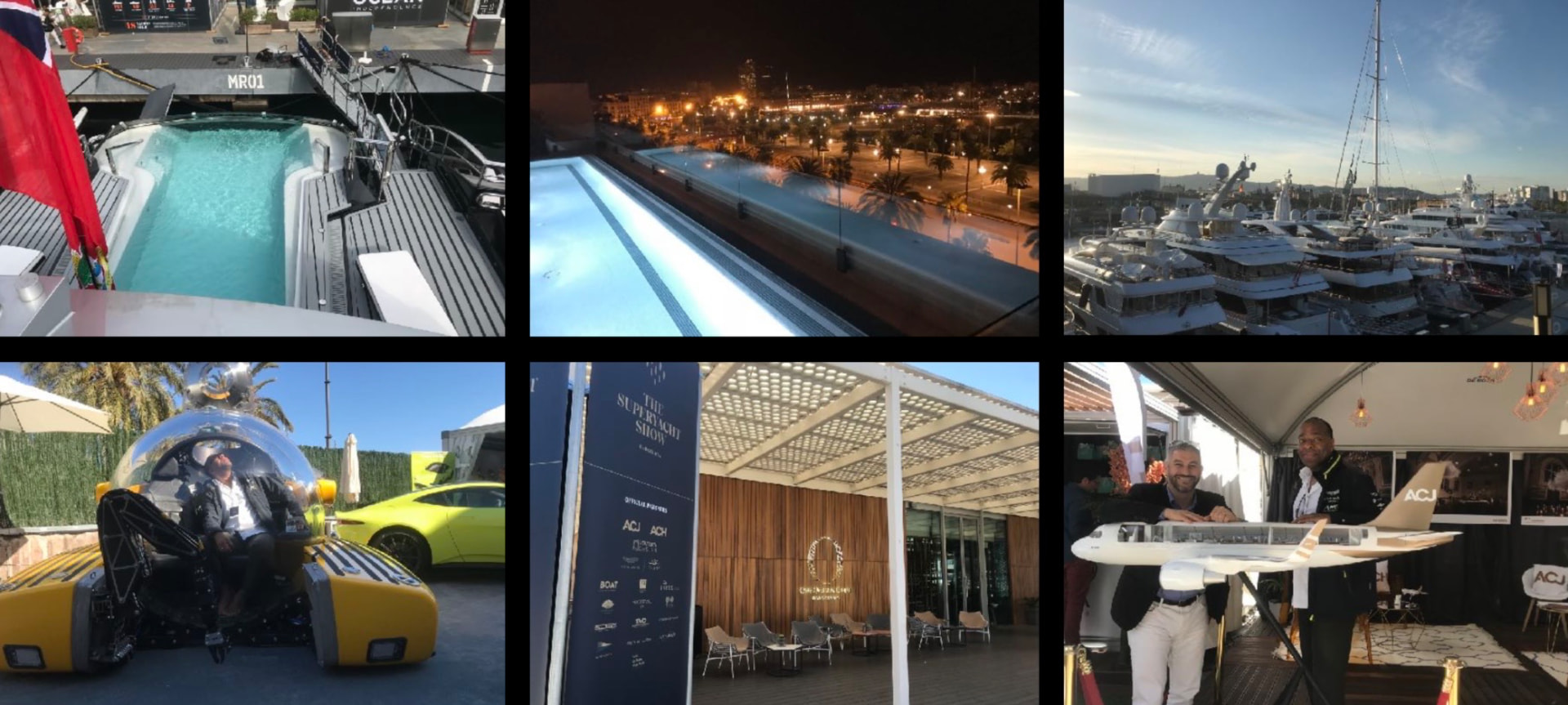 The Superyacht Show, Barcelona, deck pool, submersible and the ACJ cabin model
