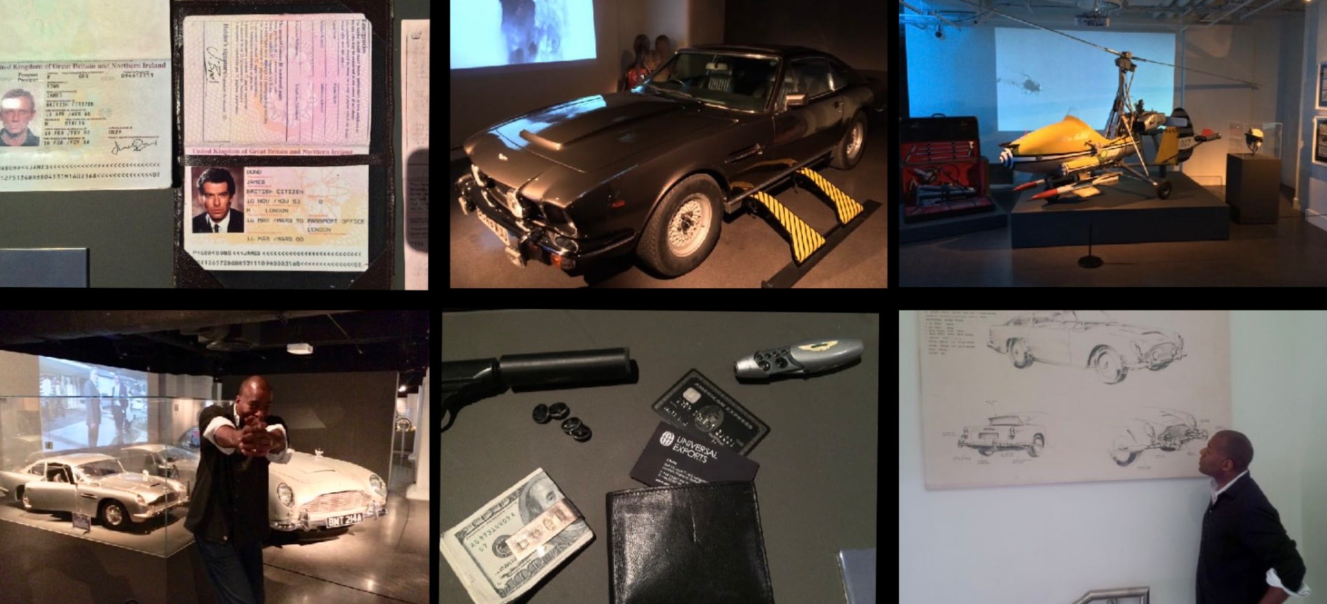 The Bond archive, passports, the V8 Vantage, the DB5 and the gadget case at close range