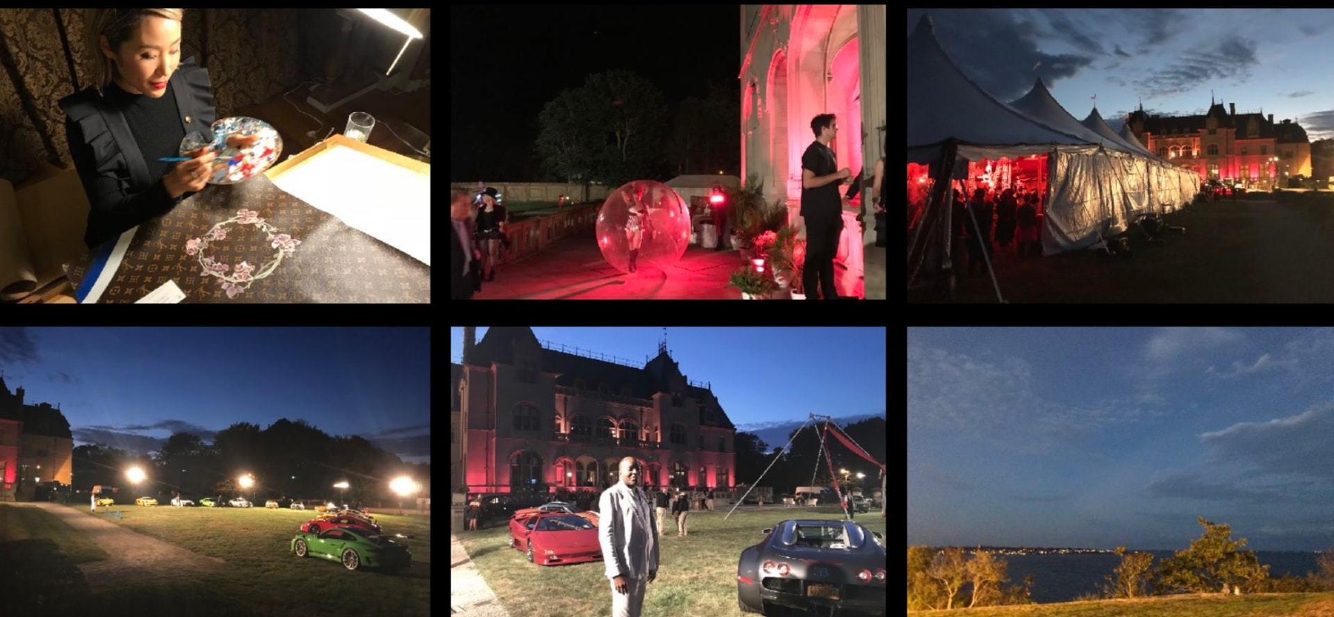 Newport gala at Ochre Court, a Vuitton artisan painting to order while hypercars line the lawn