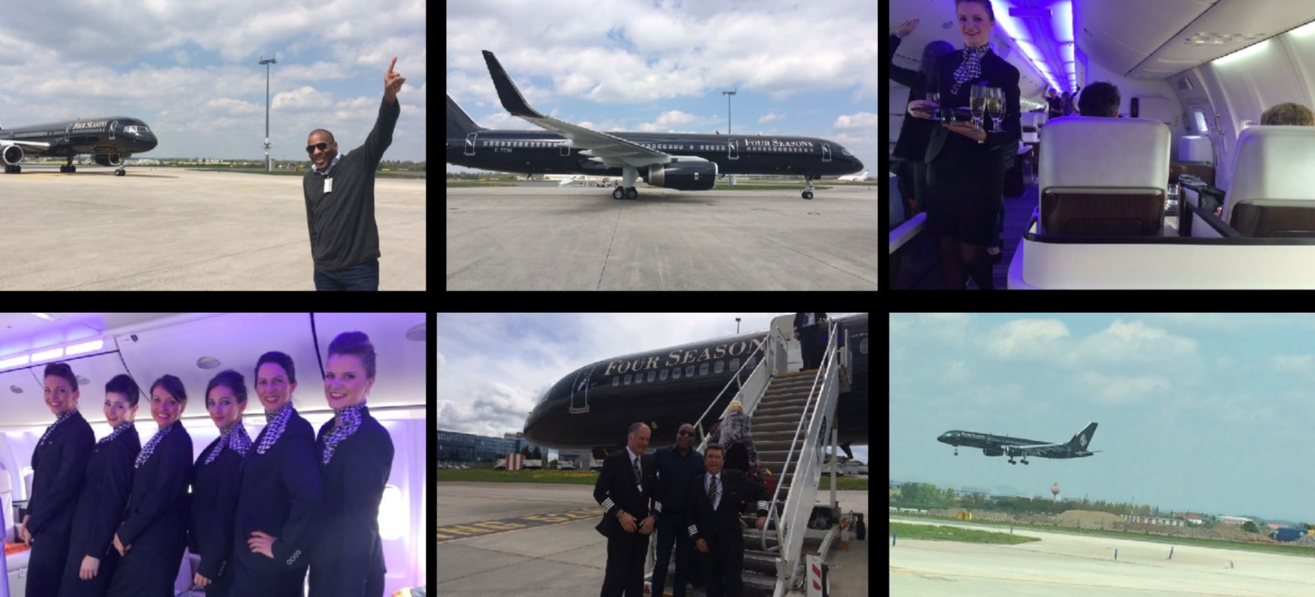 Four Seasons Private Jet, boarding, cabin service and departure