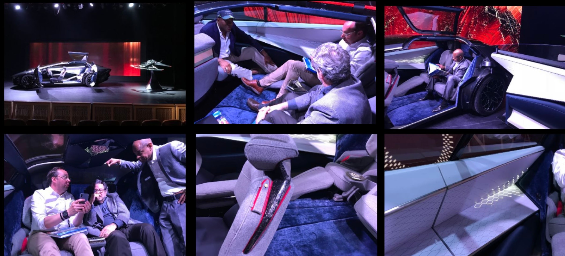 Concept-car reveal, seated inside the cabin during the private design briefing