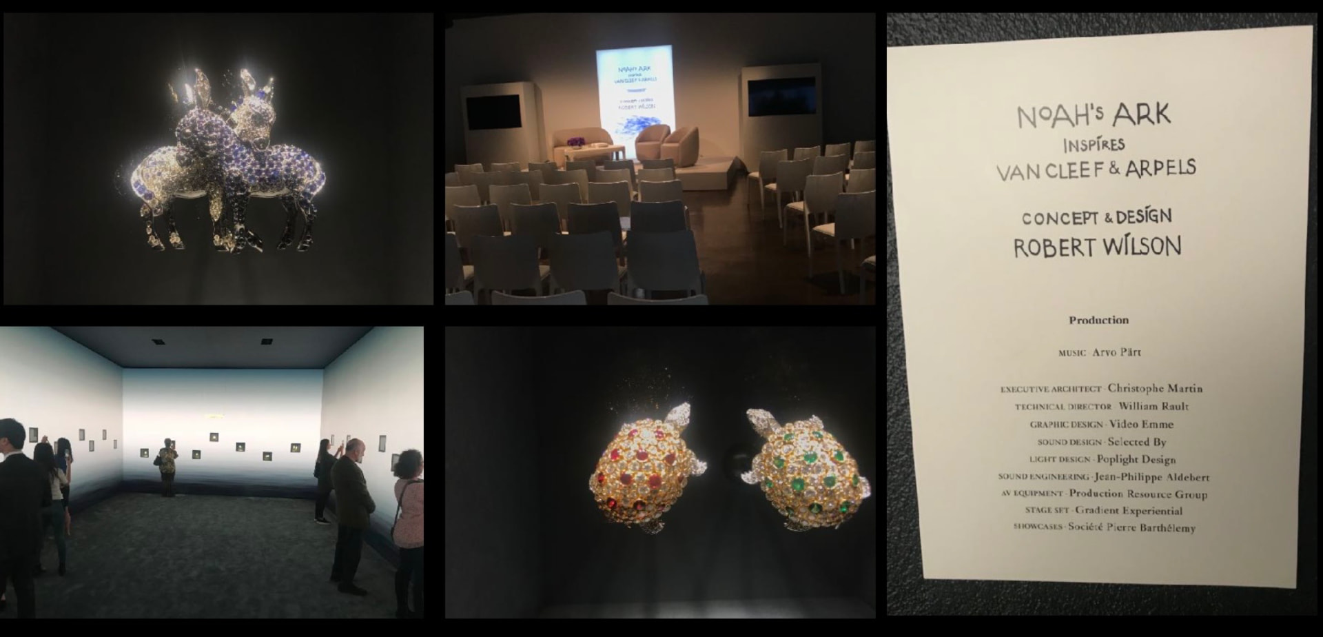 Noah's Ark, Van Cleef & Arpels staged by Robert Wilson, animals lit in pairs against black